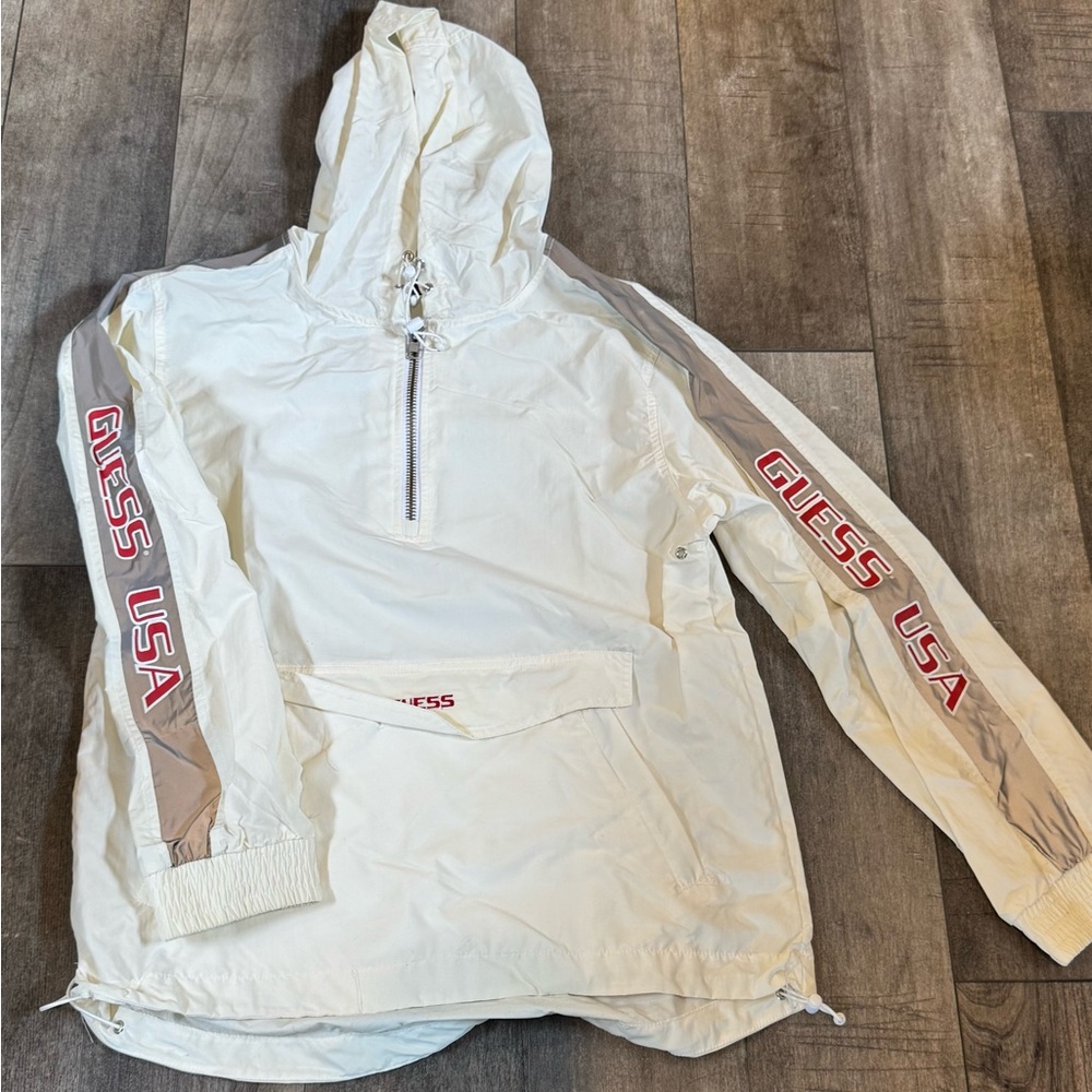 The NWOT Guess Sean Wotherspoon Hooded Nylon‎ Jacket in White size small